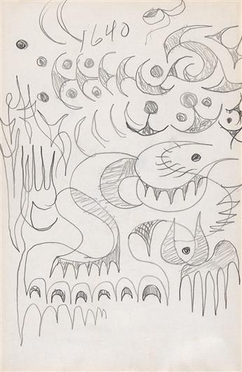 CHARLES BURCHFIELD Two abstract pencil drawings.